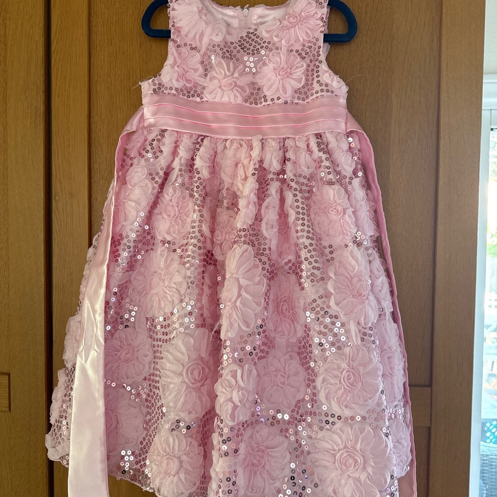 American Princess pink sequin and floral dress Size 4